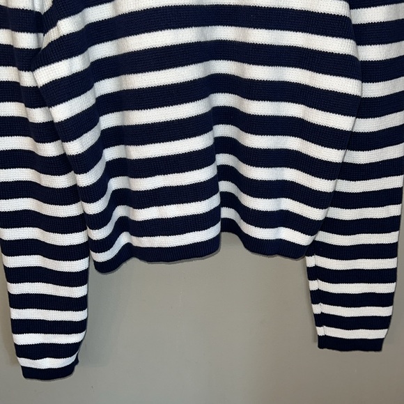 J. Crew Striped cotton lady jacket cardigan sweater in Antique Navy Ivory size S - Picture 9 of 12